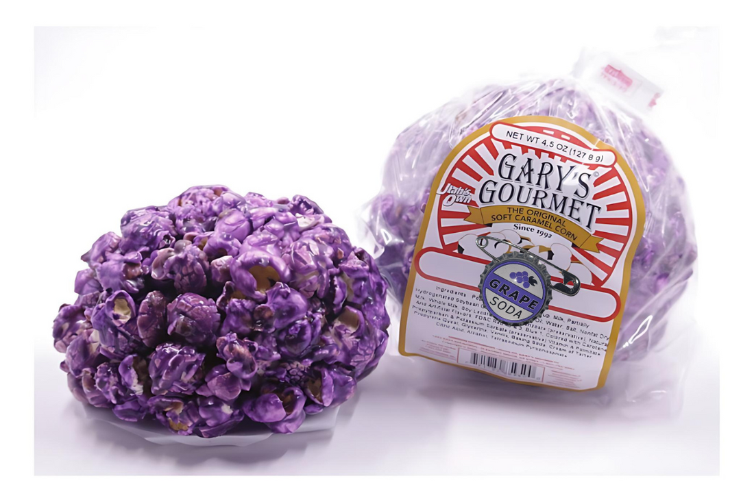 April's Playful Pairings: Introducing Grape Soda Caramel Corn and Peanut Butter & Jelly Gourmet Balls from Gary's Gourmet
