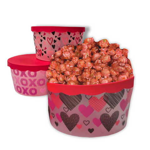 Valentine Gift Tub: Raspberry Cheesecake Caramel Popcorn