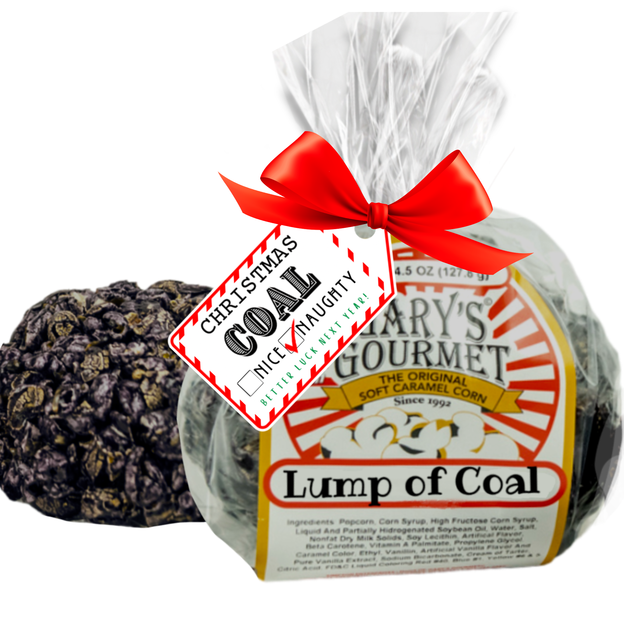 Lump of Coal Caramel Popcorn Ball
